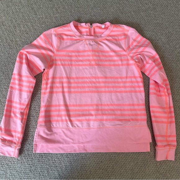 Lululemon Run: Warm Up Crew Ocean Stripe Bleached Coral / Pop Orange Sz 4 - Picture 3 of 9